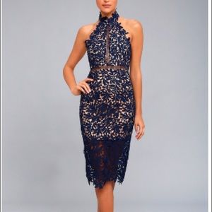 Lulu’s navy blue XS lace halter dress